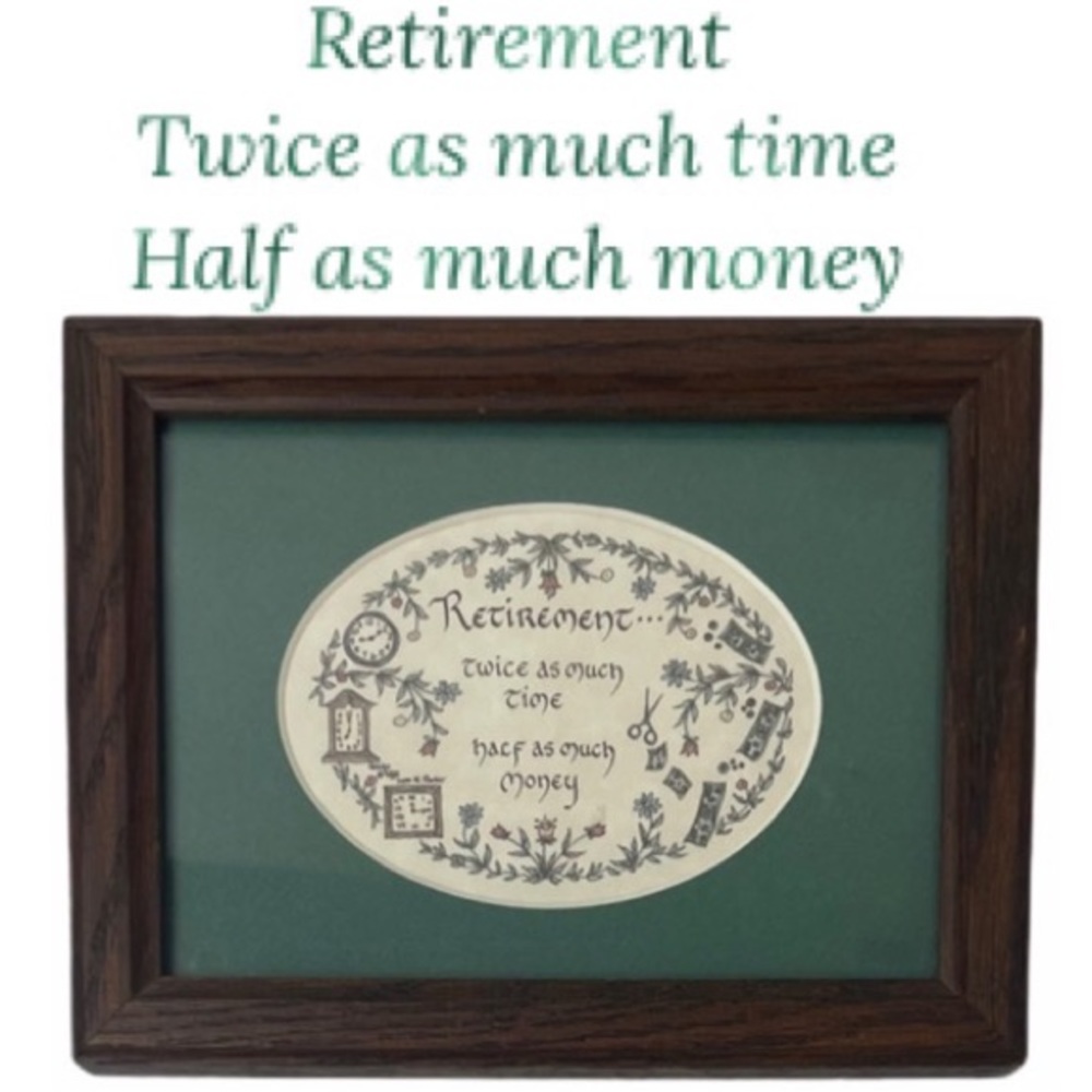 Retirement Picture Frame Hand Crafted Wood Frame Handmade 90s Y2K Vintage Art